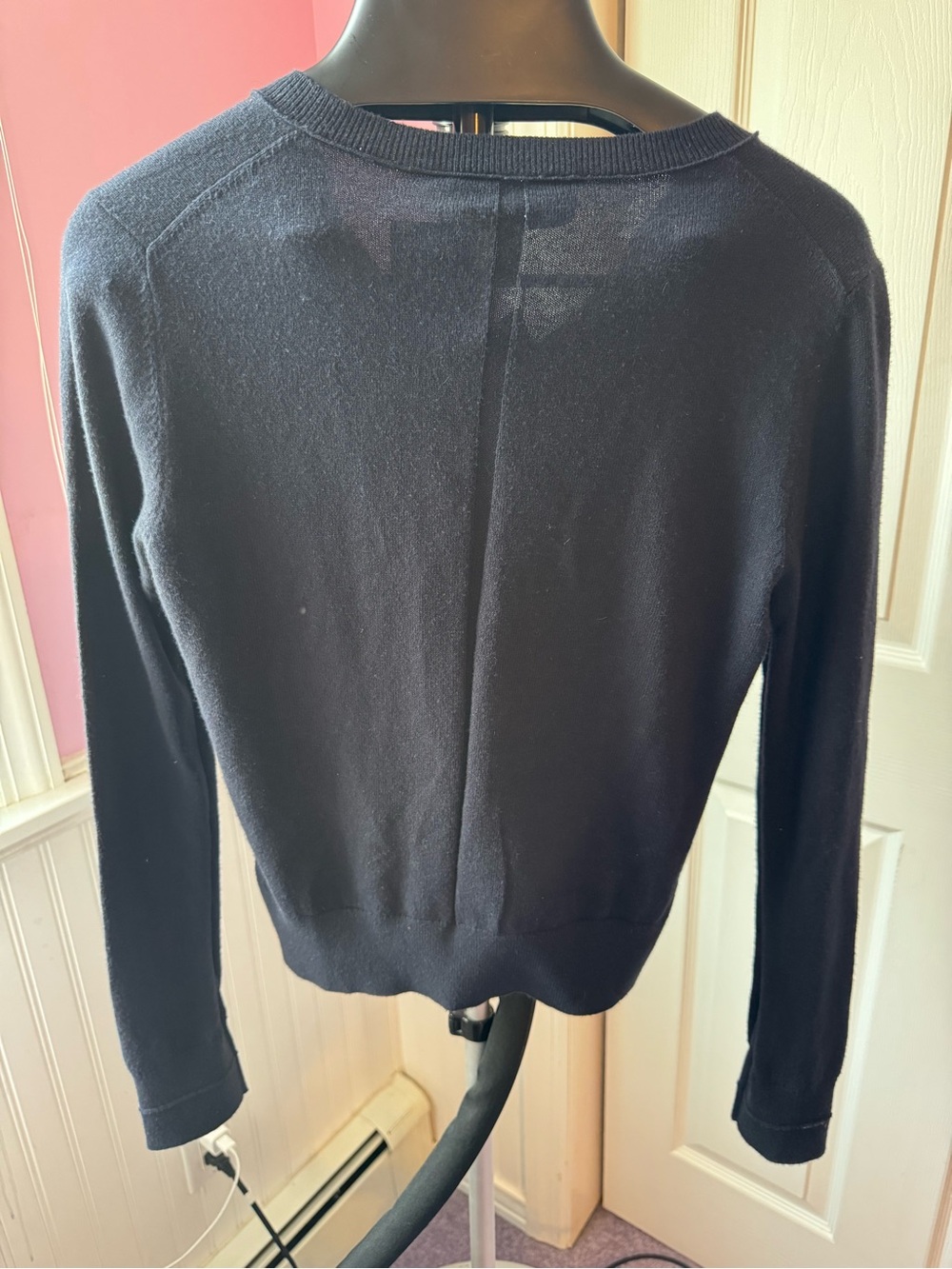 Derek Lam 10 Crosby Navy Crewneck Button-Front Cotton and Cashmere Cardigan - Picture 12 of 15
